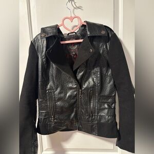 Dollhouse Black Leather Jacket with Zipper Details